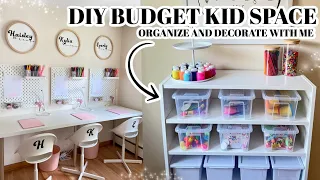 DIY BUDGET KID SPACE ORGANIZE AND DECORATE WITH ME CRAFT SPACE TOY ORGANIZATION HOMESCHOOL KIDS DESK