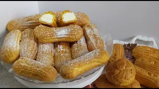 Эклеры на подсолнечном масле с белково масляным кремом!