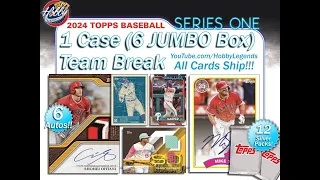 2024 Topps Series 1 (6 JUMBO Box) 1 Case Team Break #1 eBay 02/24/24