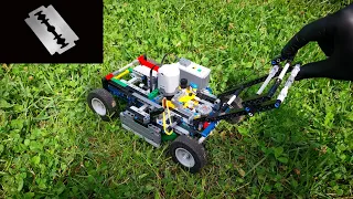 Working Lego Technic Lawn Mower [Real Razor Blades]