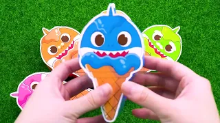 New- Some lot's of Baby Shark Ice Cream | Magic rainbow Ice Cream Satisfying Video candies Asmr