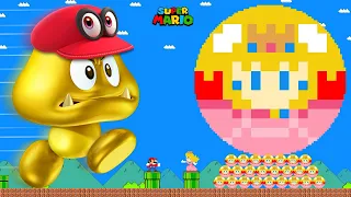 Mario Battle: Mario's Mega Goomba Gold vs. Marble Race Peach Calamity!