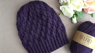 ВЯЗАНАЯ ШАПКА СПИЦАМИ ДЛЯ ВСЕХ ВОЗРАСТОВ"BLUEBERRY HAT" KNITTED HAT