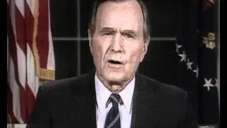 George Bush announcing the liberation of Kuwait following Operation Desert Storm