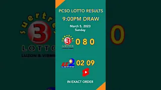 9:00 PM Lotto Result Today Swertres Ez2 March 5, 2023 #shorts