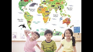 Animals of the World- Colorful Learning World Map Wall Decal