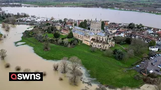 Pictures show parts of Tewkesbury and Worcester underwater following Storm Gerrit | SWNS