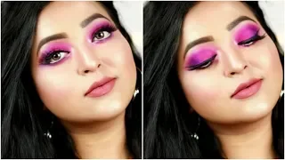 Bold Pink-Purple colourful eyes& Nude lips||MAKEUP TUTORIAL|| Juvia's place Masquerade palette