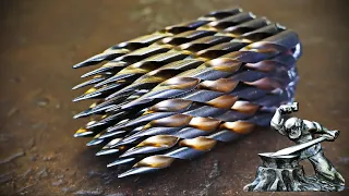 Damascus steel made from slightly worn drill-bits.