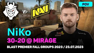 CSGO POV G2 NiKo (30/20) vs NAVI (mirage) @ BLAST Premier Fall Groups 2023 / Jul 23, 2023