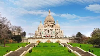 4K drone Video Of sacré cœur de montmartre In Paris