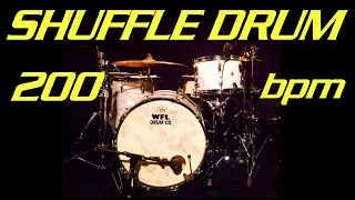 Shuffle Drum 200 bpm. Drum Track for Blues or Booguie. Shuffle Drum Beat. Swing Drum.