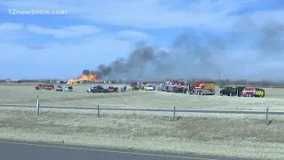 Crews working to clean up North Texas train fire after derailment