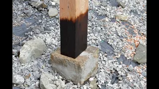 Using traditional #Japanese technique, Shou Sugi Ban to preserve the #workshop #wood foundation