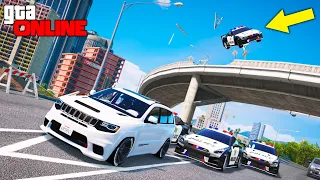 GTA 5 POLICE - RUN FOR JEEP CHEROKEE FROM POLICE AT NISSAN GTR R35 POLICE OFFICER!