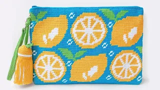 Летняя сумка клатч - жаккард крючком - процесс вязания/ Summer clutch bag - tapestry crochet