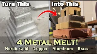 Lost Foam Casting The MAYAN Pyramid | 4 Different Metals - Nordic Gold, Copper, Brass, & Aluminum