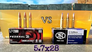 Federal American Eagle 5.7x28 & FN SS197 Ballistic Gel Test