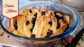 Traditional British bread and butter pudding
