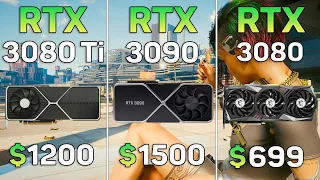 RTX 3080 Ti против RTX 3090 и RTX 3080 - Тест с Трассировкой Лучей и DLSS в 4К