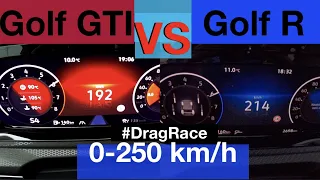 ACCELERATION BATTLE | 0-250 km/h | VW Golf Mk8 GTI vs VW Golf Mk8 R | 245 vs 320 PS