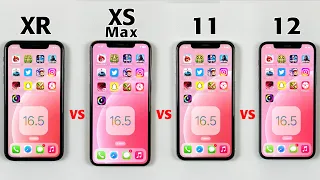 iPhone XR vs XS Max vs 11 vs 12 SPEED TEST in 2023  - iOS 16.5 SPEED TEST