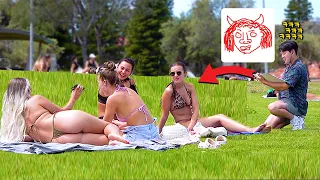 A Korean man draws a portrait of a 'bikini girl'. PRANK