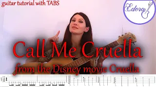 CALL ME CRUELLA Guitar Tutorial with on-screen Tabs - Disney Cruella Soundtrack