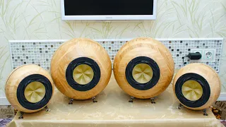 Wood full-range Spherical Speaker System on Fostex HPR and IKEA Blanda Matt =)