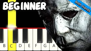 Halloween Theme - Michael Myers - Both Hands - Slow & Easy Piano Tutorial - Beginner