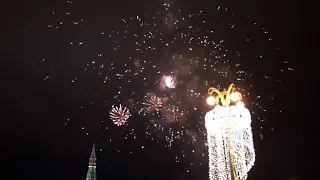 Moscow, Fireworks on Red Square, New Year 2018