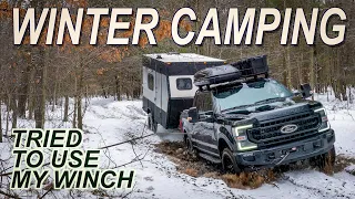 Winter Camping by a Secluded River with my Dog / DIY Travel Trailer with a Wood Stove