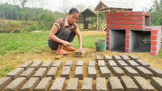 Technique Casting Bricks With Cement To Build Stove, BUILD LOG CABIN - Building Farm