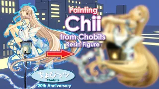 Painting the smol-est 🤏 Chii Resin figure from Chobits 💾🤖