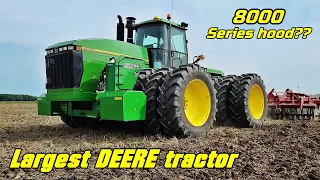 A rare version of 19.0L John Deere 8970 discing in field/It is the largest John Deere machine - HD