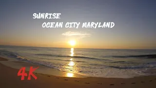 4k sunrise on the beach ocean city Maryland