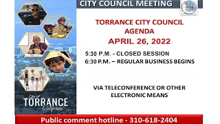 Torrance City Council Meeting April 26, 2022