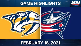 NHL Game Highlights | Predators vs. Blue Jackets - Feb. 18, 2021