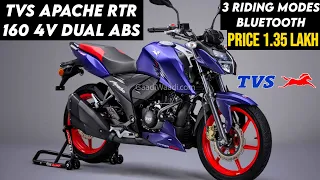 2024 Tvs Apache RTR 160 4V Dual ABS Launched💥|3 Ride Modes,Voice,Bluetooth|Price,Specs,Features !