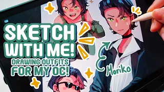 Sketch With Me! |Drawing outfits for my OC! Moriko's turn!✨