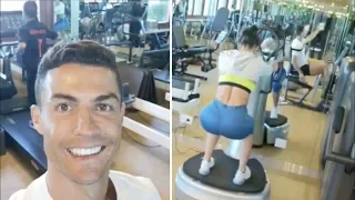 Cristiano Ronaldo training in gym with fiancée and CR7 Jr