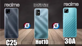 Realme C25 vs Infinix Hot 10 vs Realme Narzo 30A Full Comparison