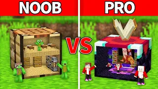 Mikey Family & JJ Family - NOOB vs PRO : Inside Block House Build Challenge in Minecraft (Maizen)