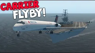 Aircraft Carrier FLYBY!  -  MD 82  -  XPlane 11