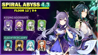 Keqing Aggravate & Xiao Hypercarry Team | Spiral Abyss 4.3 Floor 12 - Full 9 Stars