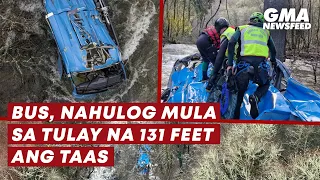 Bus, nahulog mula sa tulay na 131 feet ang taas | GMA News Feed