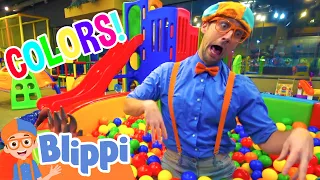 Blippi Explores an INDOOR Playground! | Learn Colors, Shapes, & Food | Educational Videos for Kids