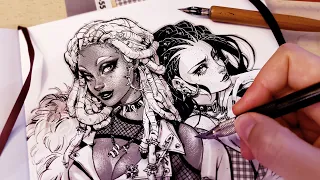 ★ Sketchbook session - Traditional Manga tools // Sweet and Zero! // Punk Fashion character design