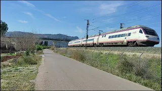 Trenes AVE y MD por el Reguerón #82# Cercanías y AVANT por Alquerías (Murcia) en Marzo de 2023.