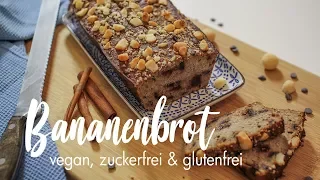 Veganes, glutenfreies Bananenbrot ohne Zucker | SUPER SAFTIG!